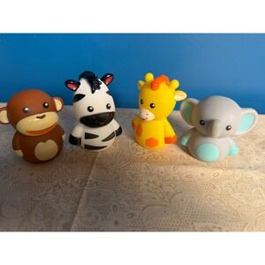 Rashti & Rashti Safari Animal Bath Toy Set Monkey Zebra Giraffe Elephant 4pc